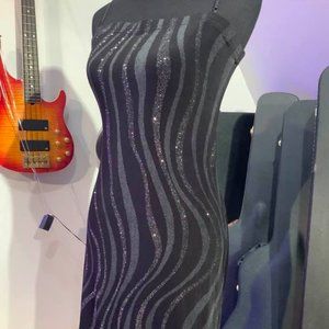 Black and Grey Midi Bodycon Dress size M